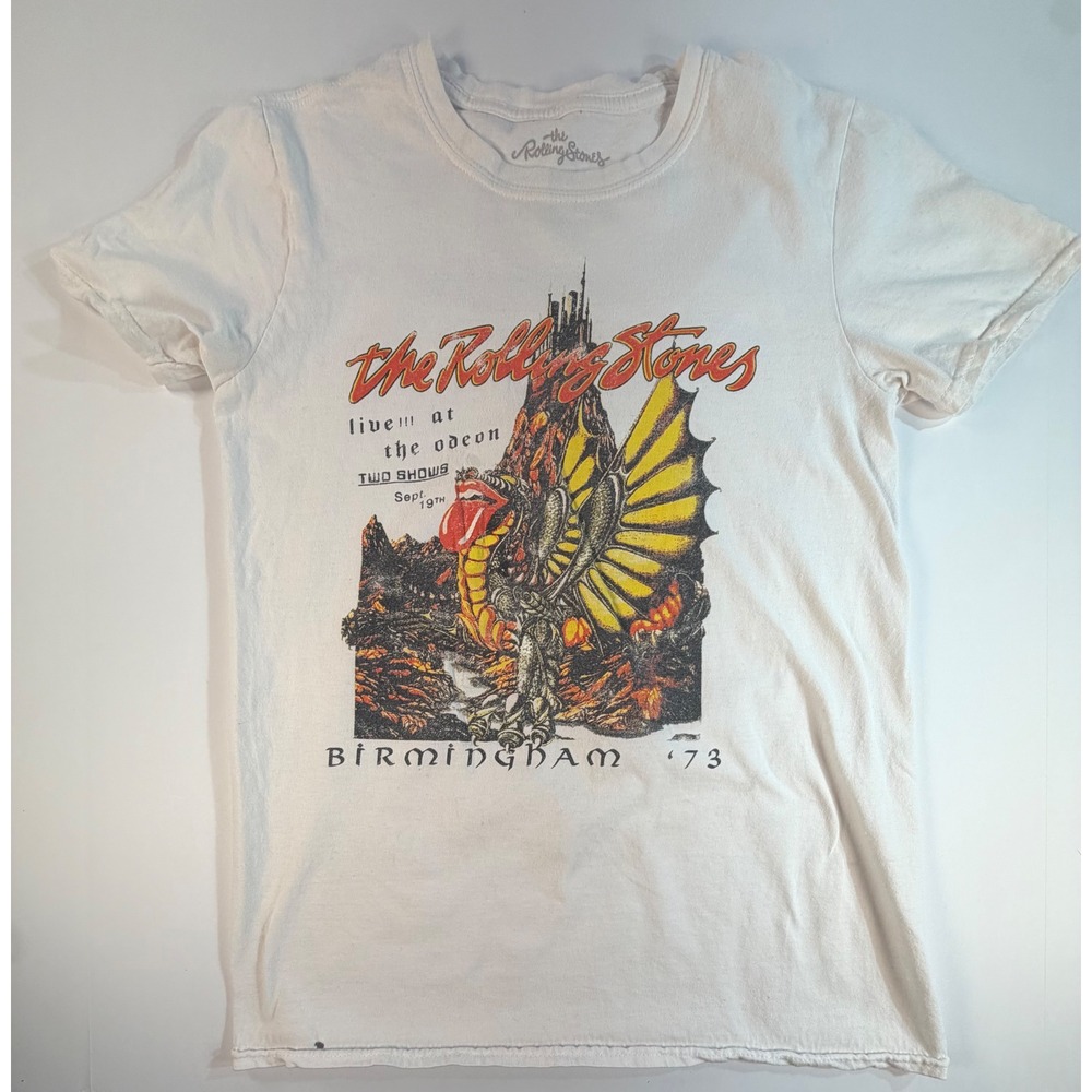 Rolling Stones Birmingham 73 Live at the Odeon Dragon Graphic T-Shirt White S